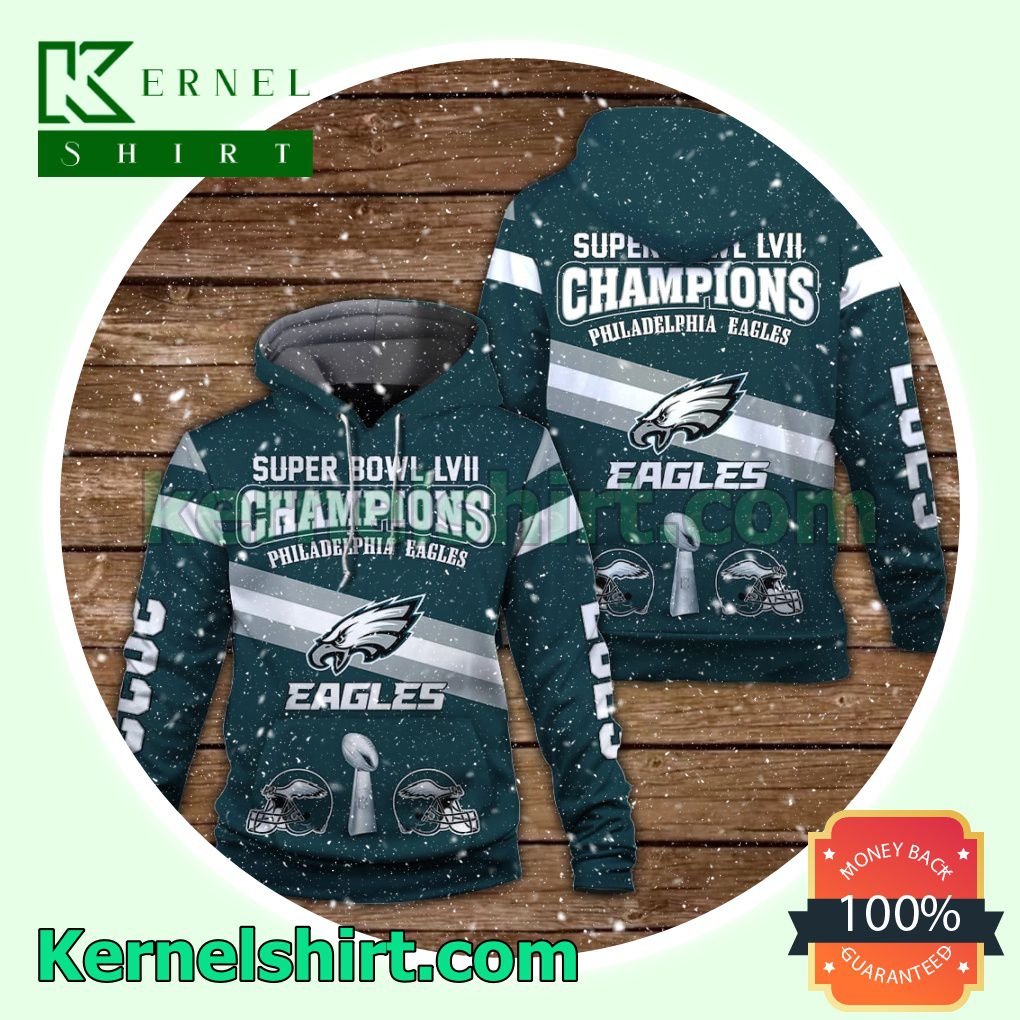 Eagles 2023 Super Bowl Champions Philadelphia Eagles Jersey Hooded Sweatshirts