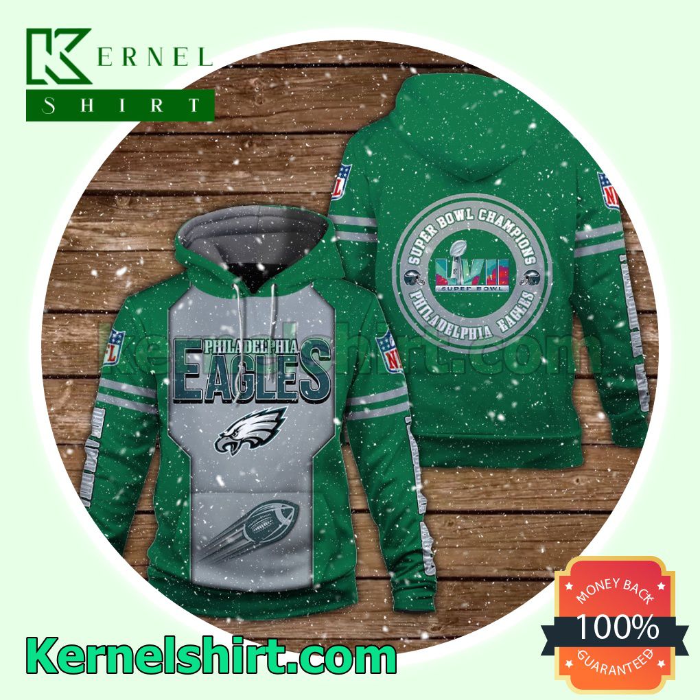 Eagles Champions Green Color Philadelphia Eagles Jersey Hooded Sweatshirts