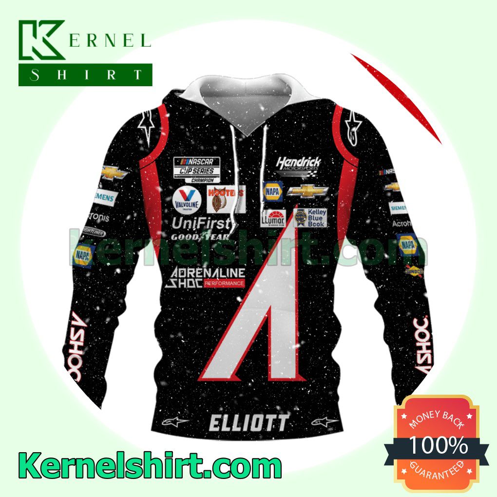 Elliott Car Racing Adrenaline Shoc Black Hooded Sweatshirts