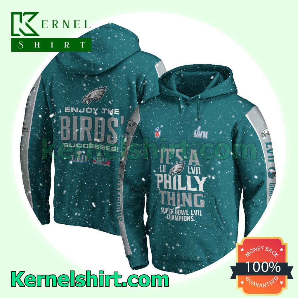 Enjoy The Birds' Successes Philadelphia Eagles Jersey Hooded Sweatshirts