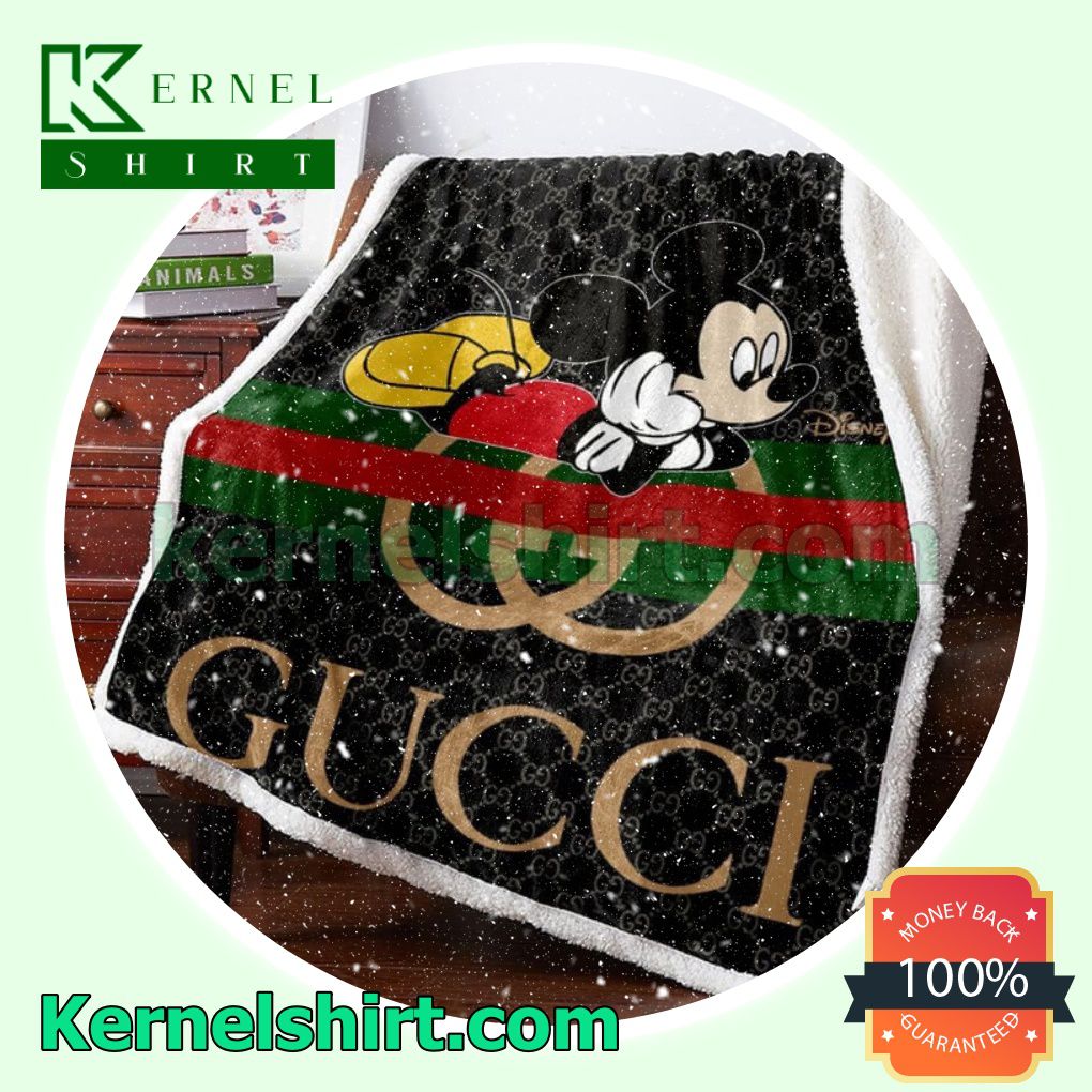Gucci Mickey Black Monogram Soft Blanket