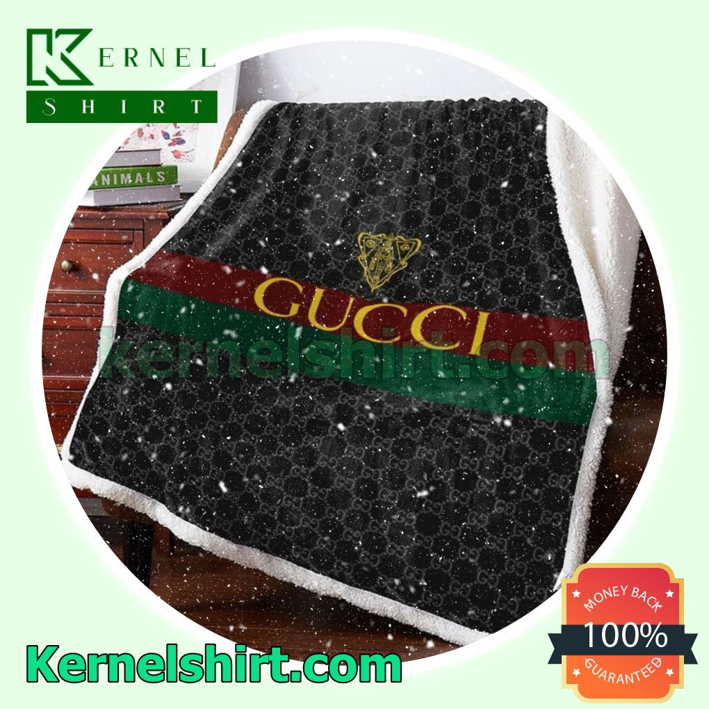 Gucci Museo Logo Black Soft Blanket