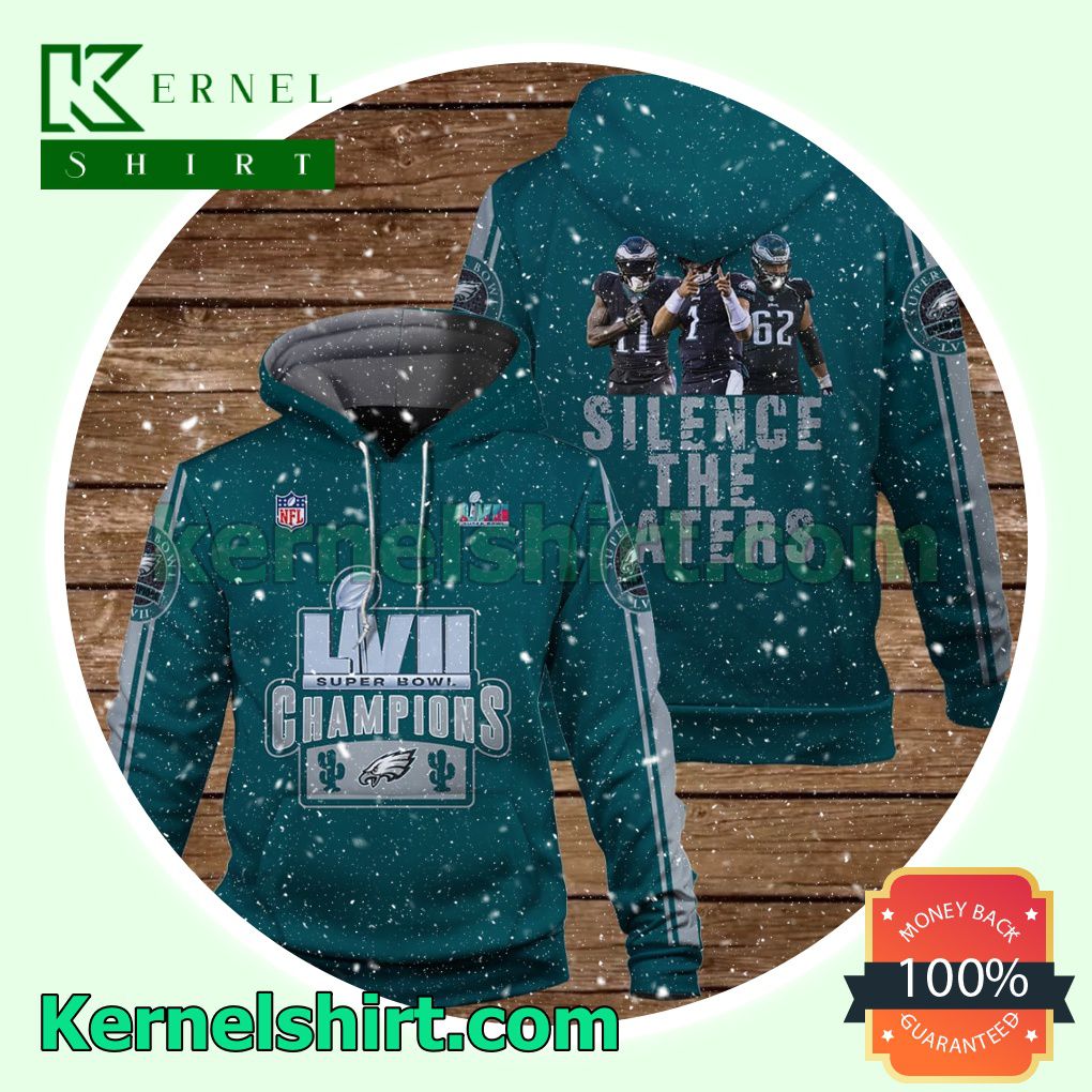 Hurts Kelce Brown Silence The Haters Philadelphia Eagles Jersey Hooded Sweatshirts