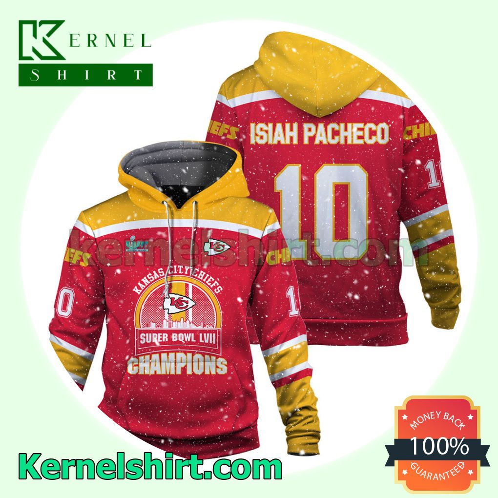 Isiah Pacheco 10 Chiefs Team Kansas City Chiefs Jersey Hooded Sweatshirts