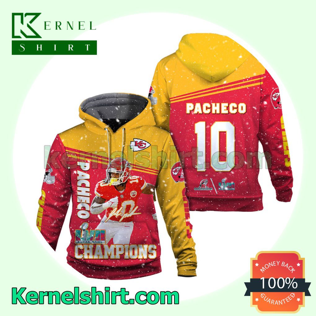 Isiah Pacheco 10 Kansas City Chiefs AFC Champions Jersey Hooded Sweatshirts