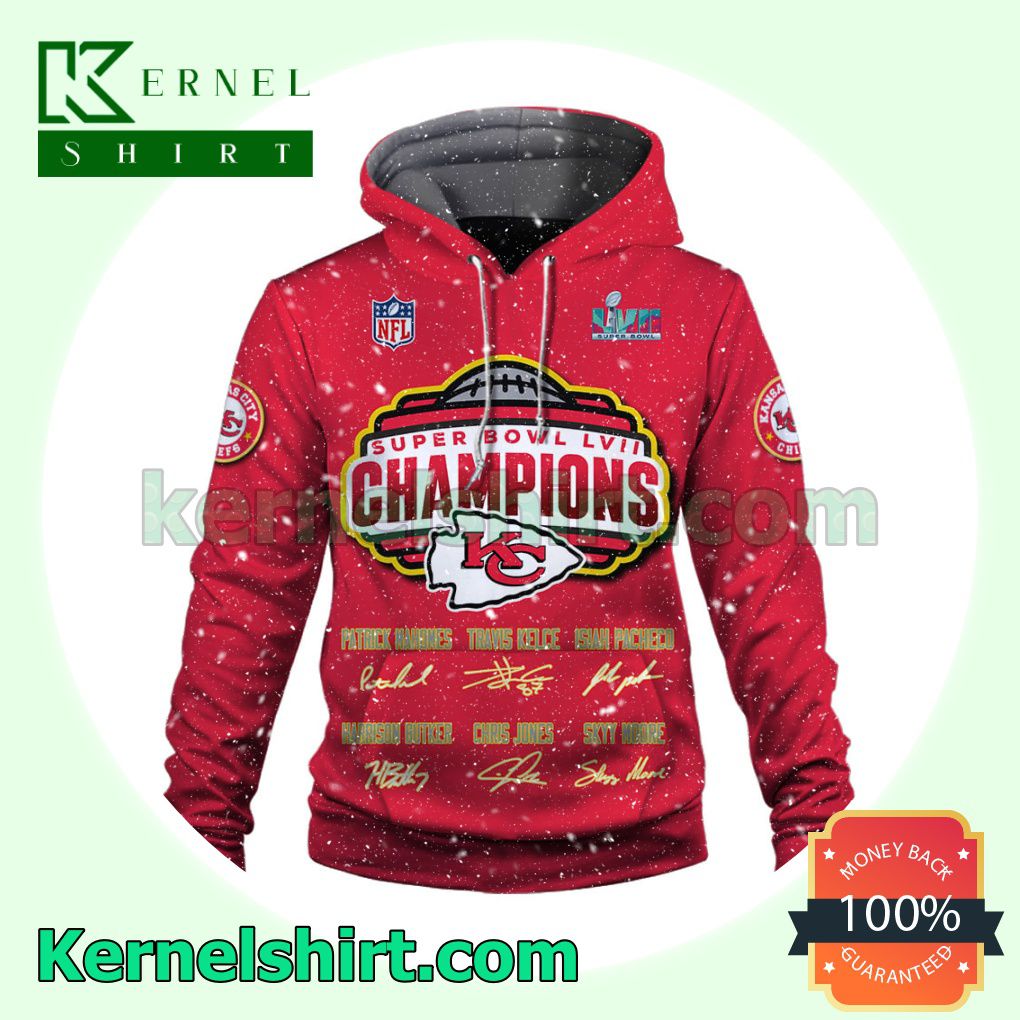 It Is Our Time Team' Signatures Kansas City Chiefs Jersey Hooded Sweatshirts a