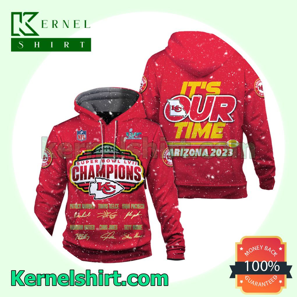 It Is Our Time Team' Signatures Kansas City Chiefs Jersey Hooded Sweatshirts