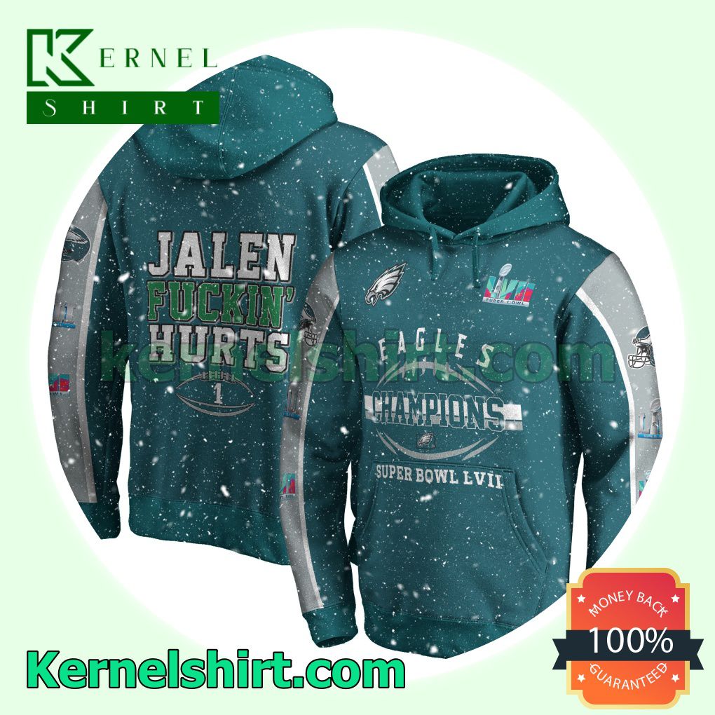 Jalen Fuckin' Hurts 1 Philadelphia Eagles Jersey Hooded Sweatshirts