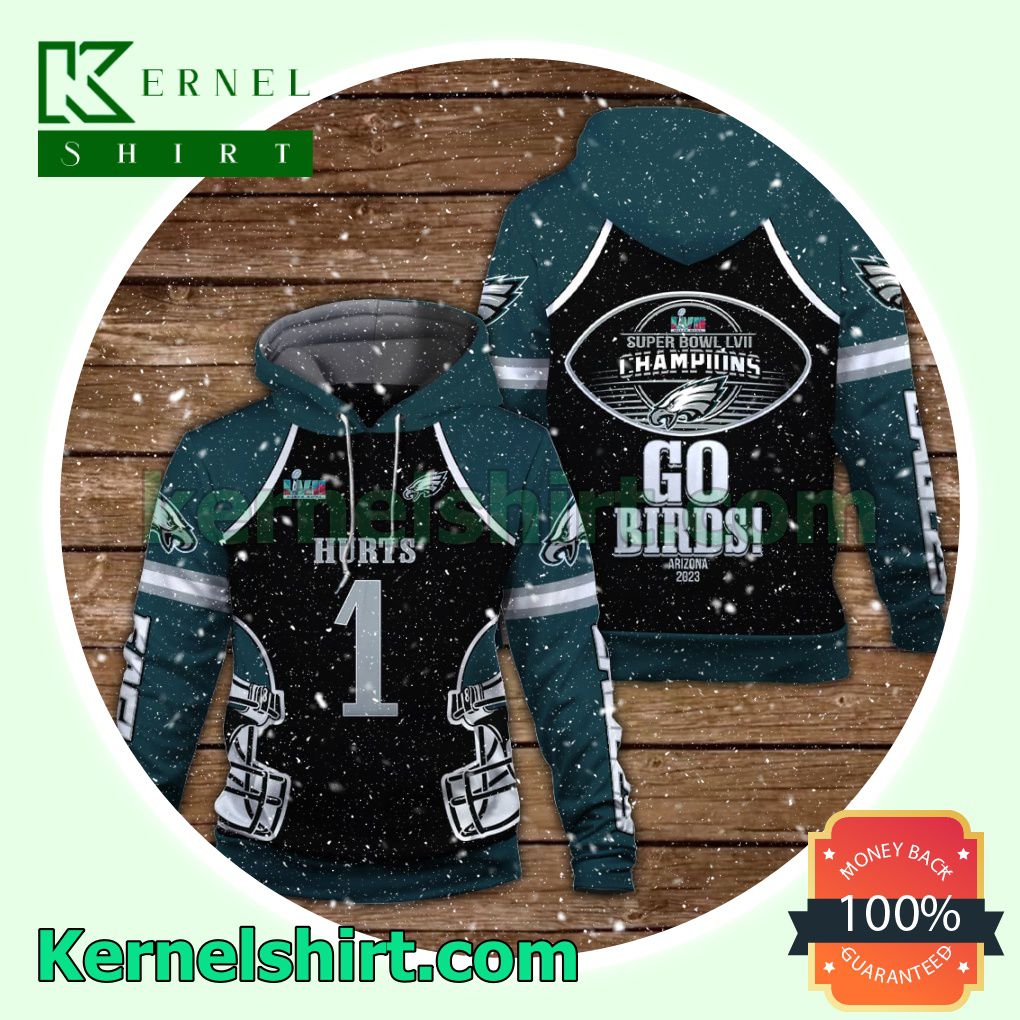 Jalen Hurts 1 Go Eagles Philadelphia Eagles Jersey Hooded Sweatshirts