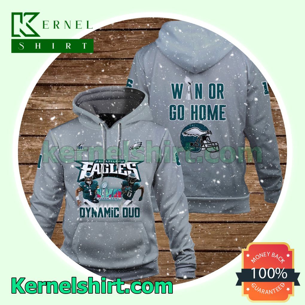 Jalen Hurts DeVonta Smith Win Or Go Home Philadelphia Eagles Jersey Hooded  Sweatshirts - Shop trending fashion in USA and EU