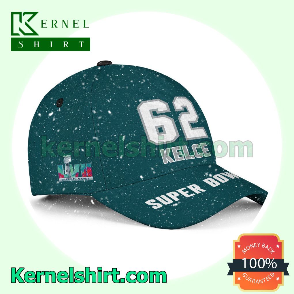 Jason Kelce 62 Philadelphia Eagles 2023 Super Bowl Snapback Cap a