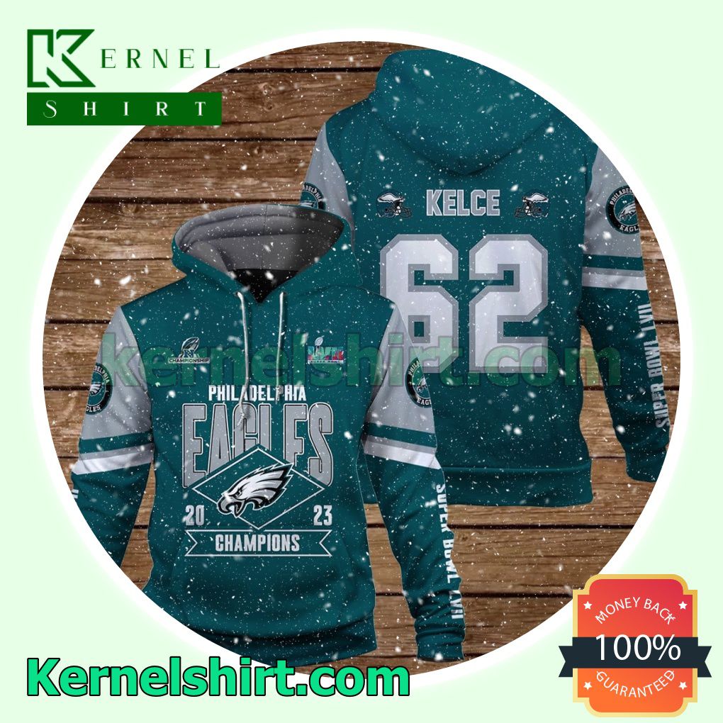 Jason Kelce Philadelphia Eagles Jersey Hooded Sweatshirts