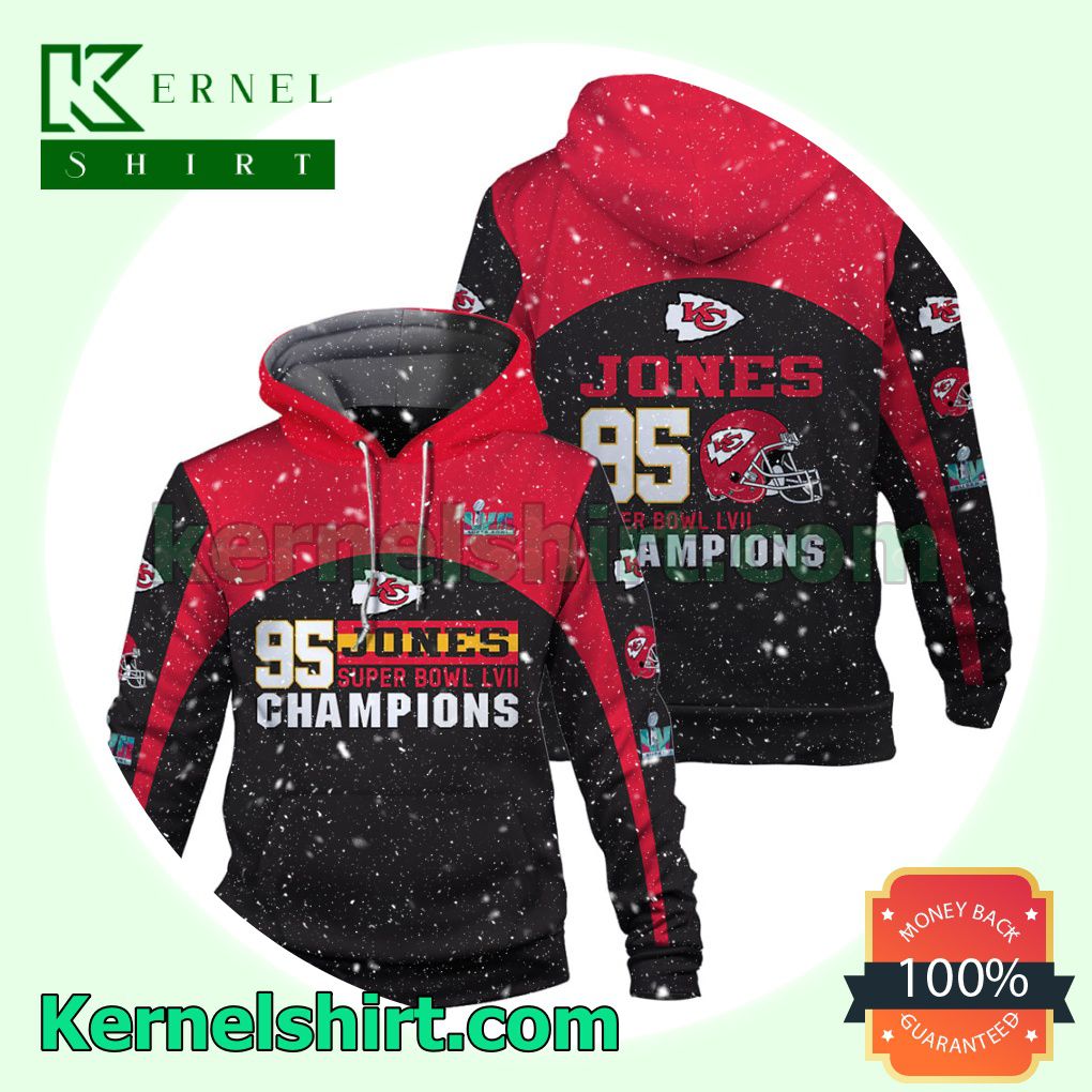 Jones 95 Kansas City Chiefs Jersey Hooded Sweatshirts