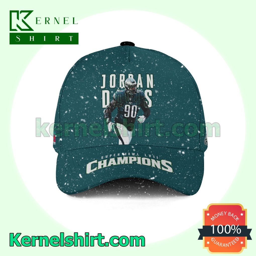 Jordan Davis 90 Philadelphia Eagles Super Bowl LVII Champion Snapback Cap