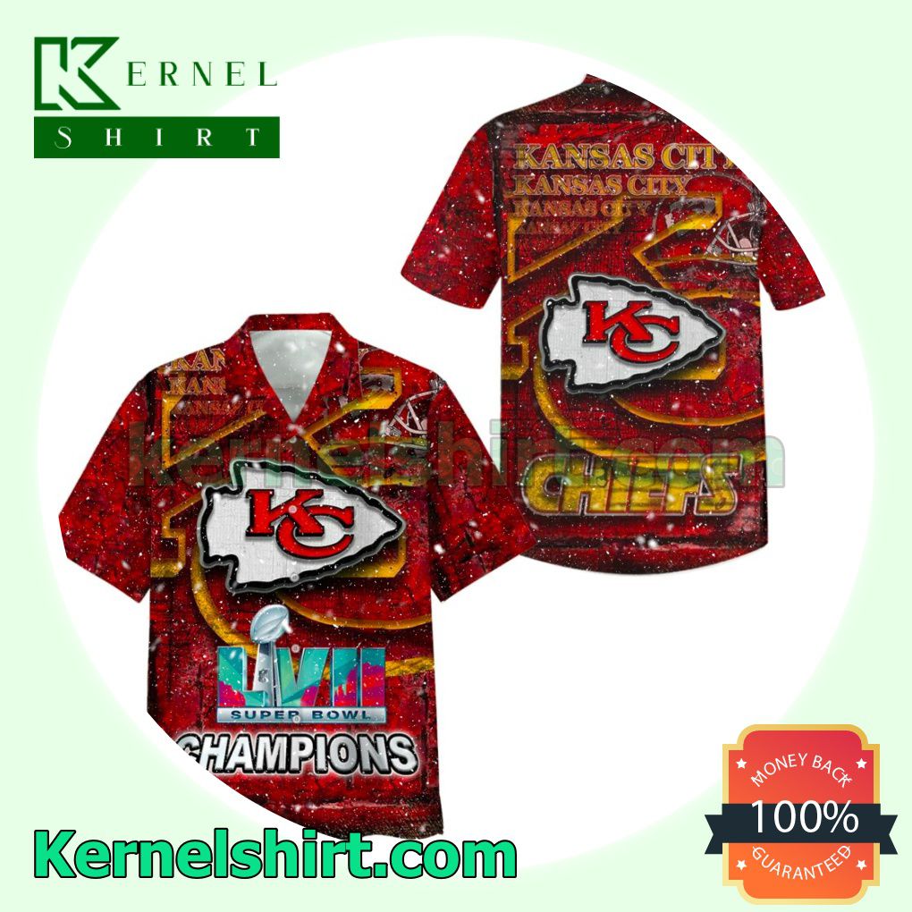 Kansas City Chiefs Logo Lvii Super Bowl Champions Men Short Sleeve Shirt