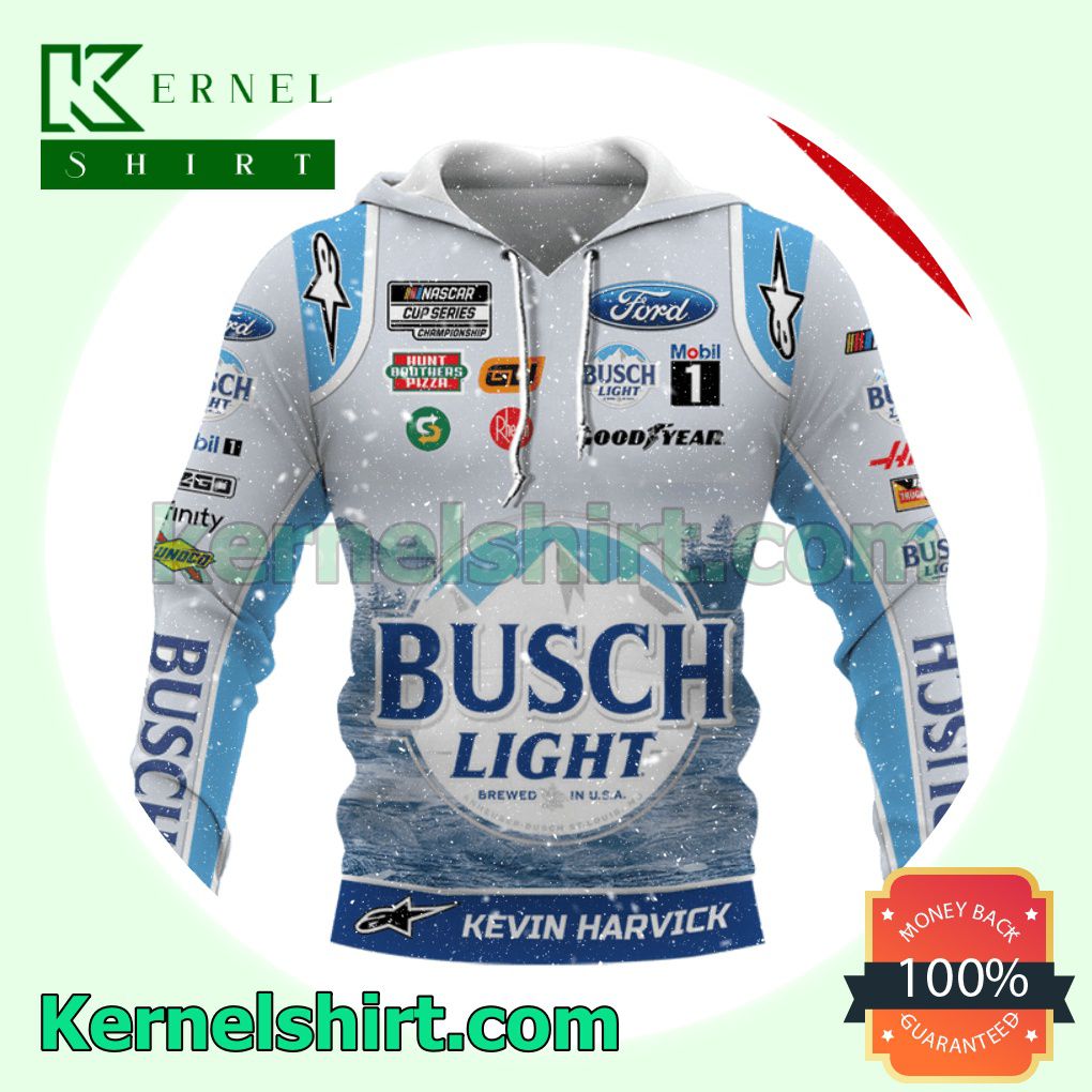 Kevin Harvick Car Racing Busch Light Hooded Sweatshirts