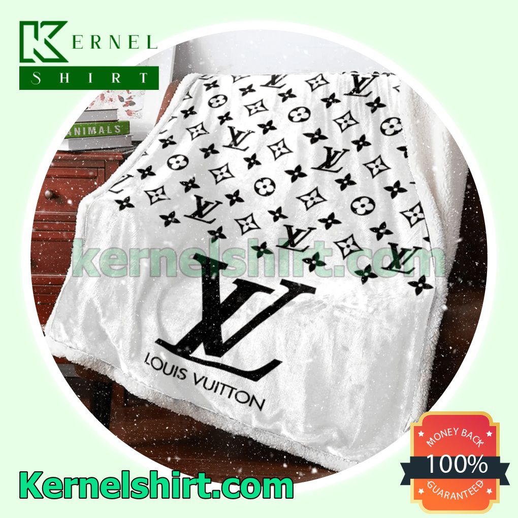 Louis Vuitton Big Logo On The Bottom White Soft Blanket