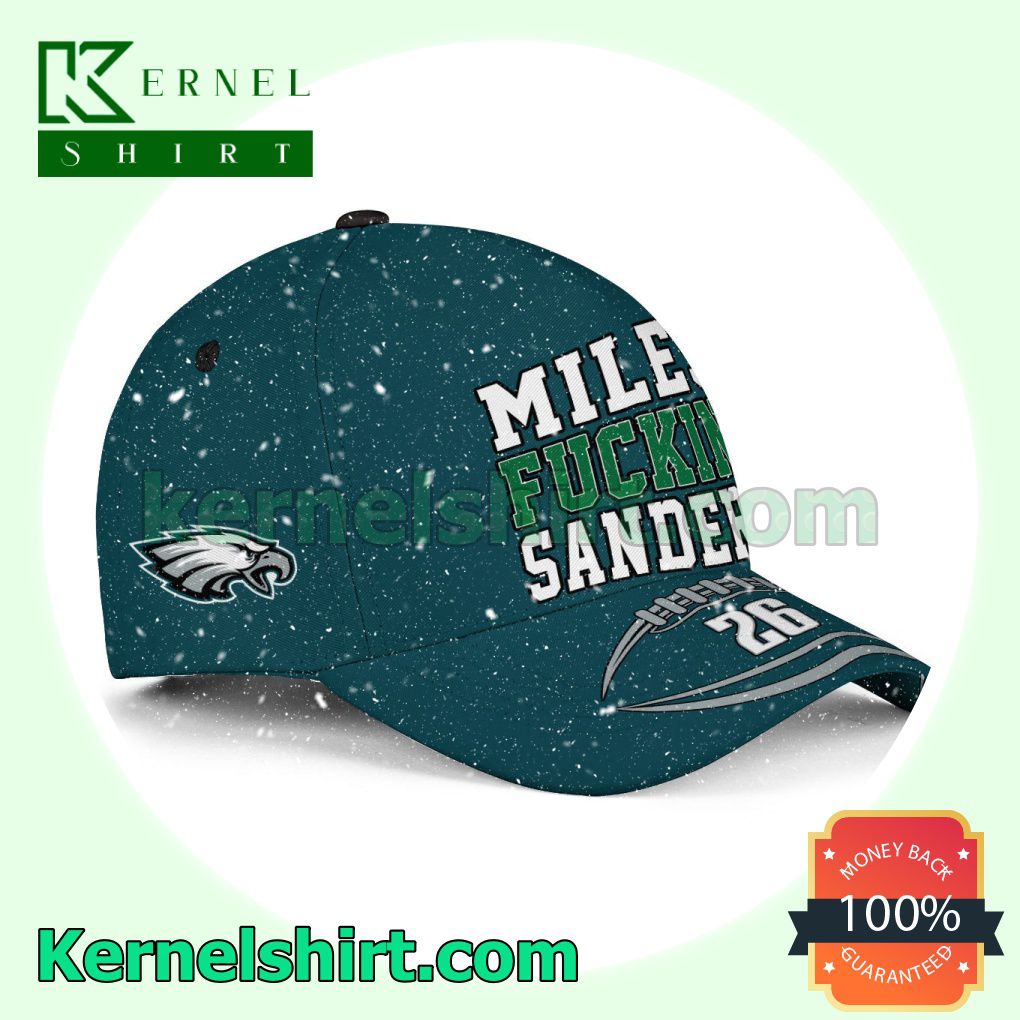 Miles Fuckin Sanders 26 Philadelphia Eagles Super Bowl LVII Snapback Cap a