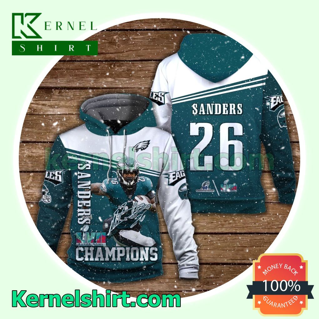 Miles Sanders 26 Philadelphia Eagles NFC Champions Jersey Hooded Sweatshirts