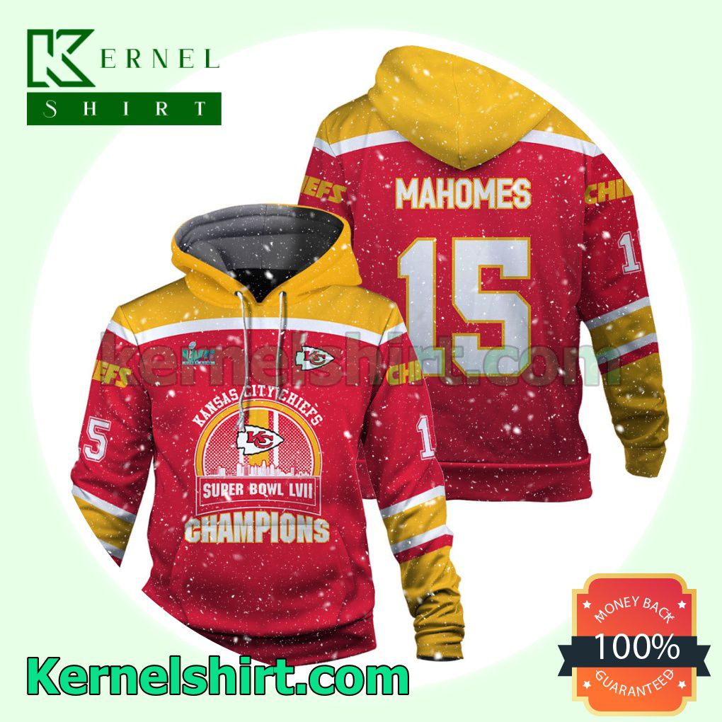 Patrick Mahomes 15 Chiefs Team Kansas City Chiefs Jersey Hooded Sweatshirts