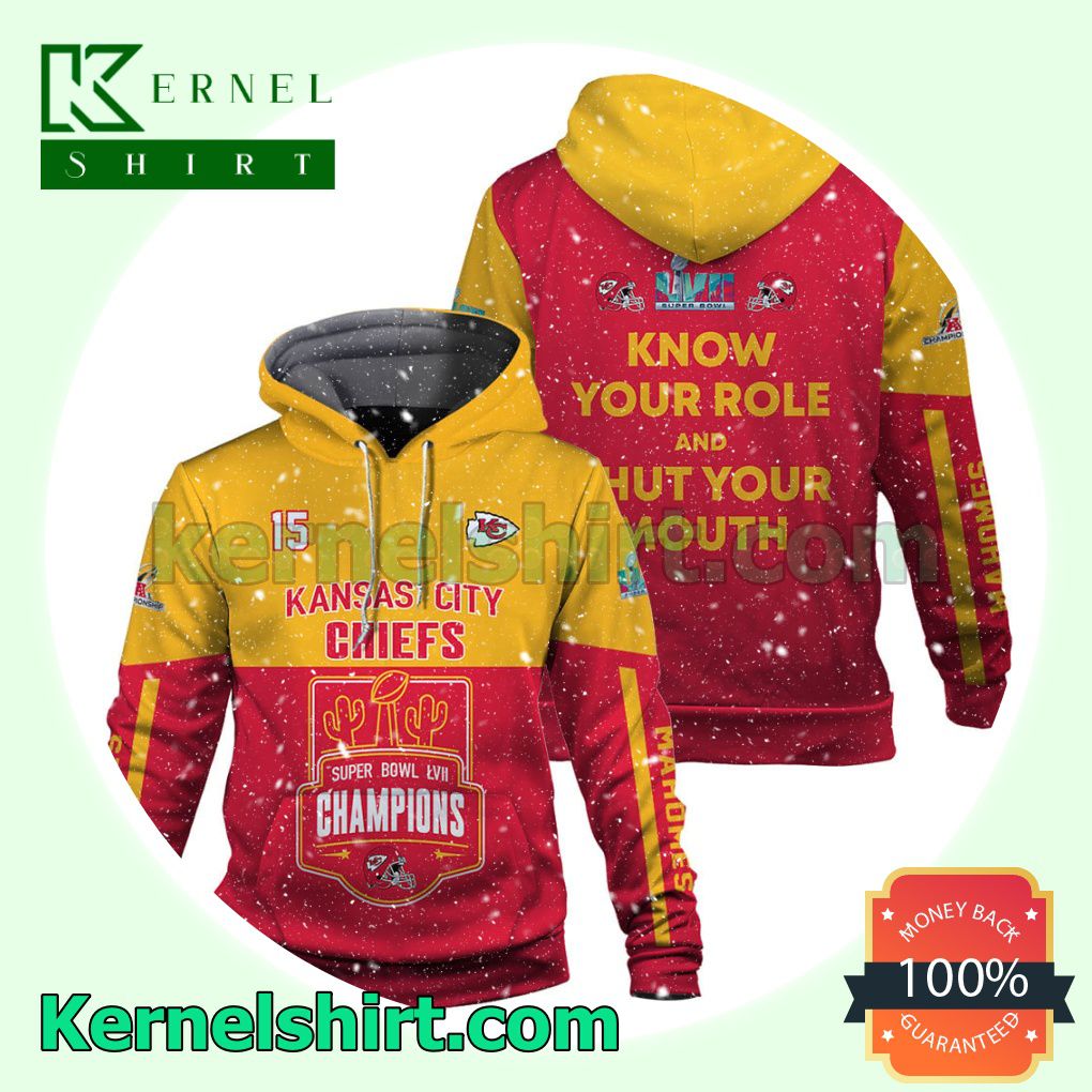 Patrick Mahomes 15 Kansas City Chiefs Know Your Role And Shut Your Mouth Jersey Hooded Sweatshirts