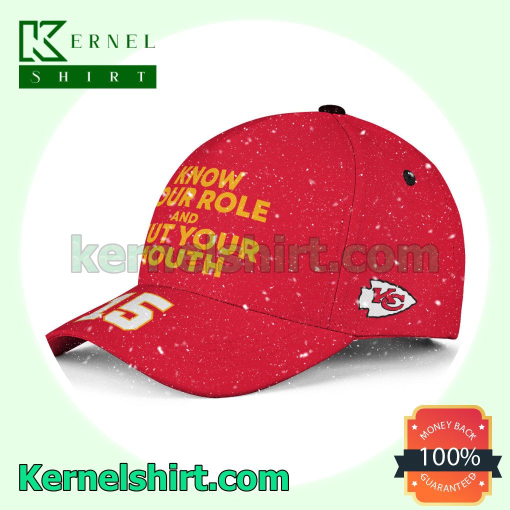 Patrick Mahomes 15 Know Your Role And Shut Your Mouth Super Bowl LVII Kansas City Chiefs Snapback Cap b