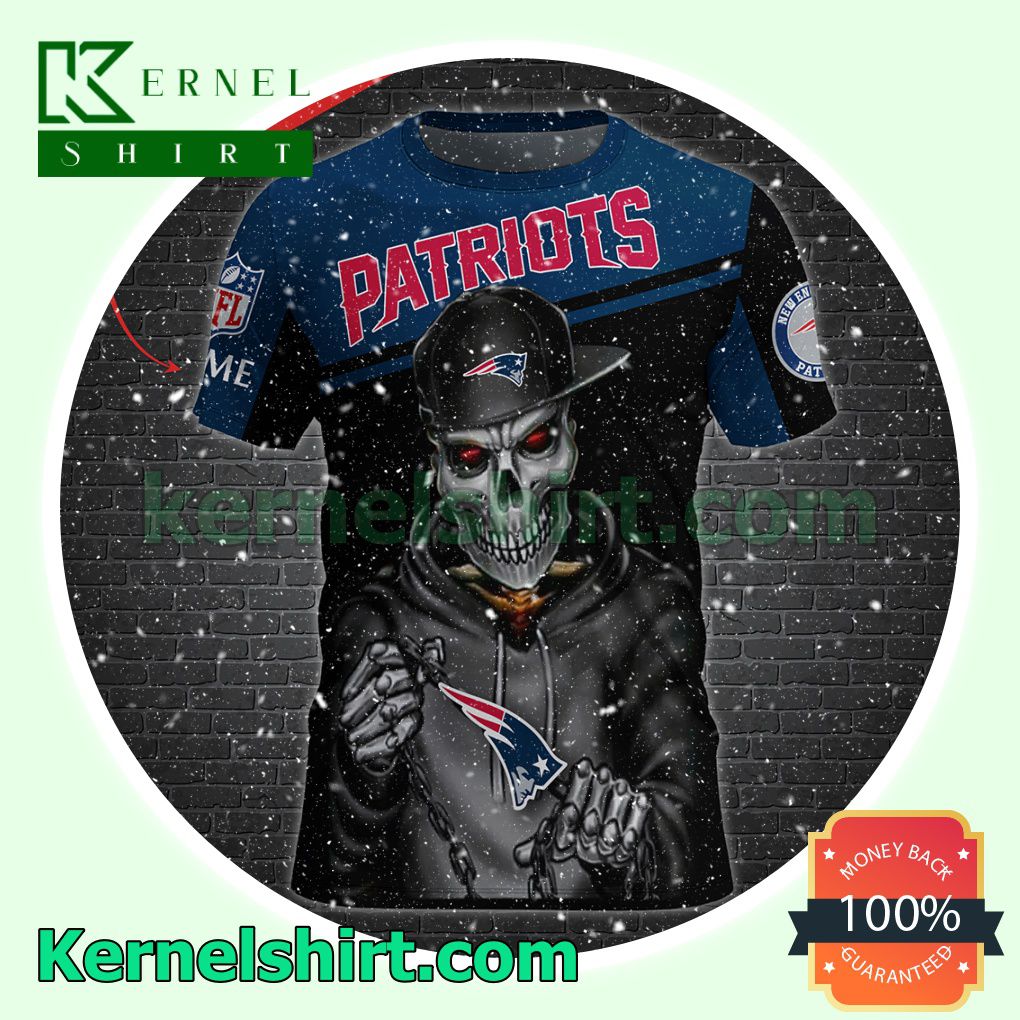 Personalized Name New England Patriots Skull Hawaiian Shirt