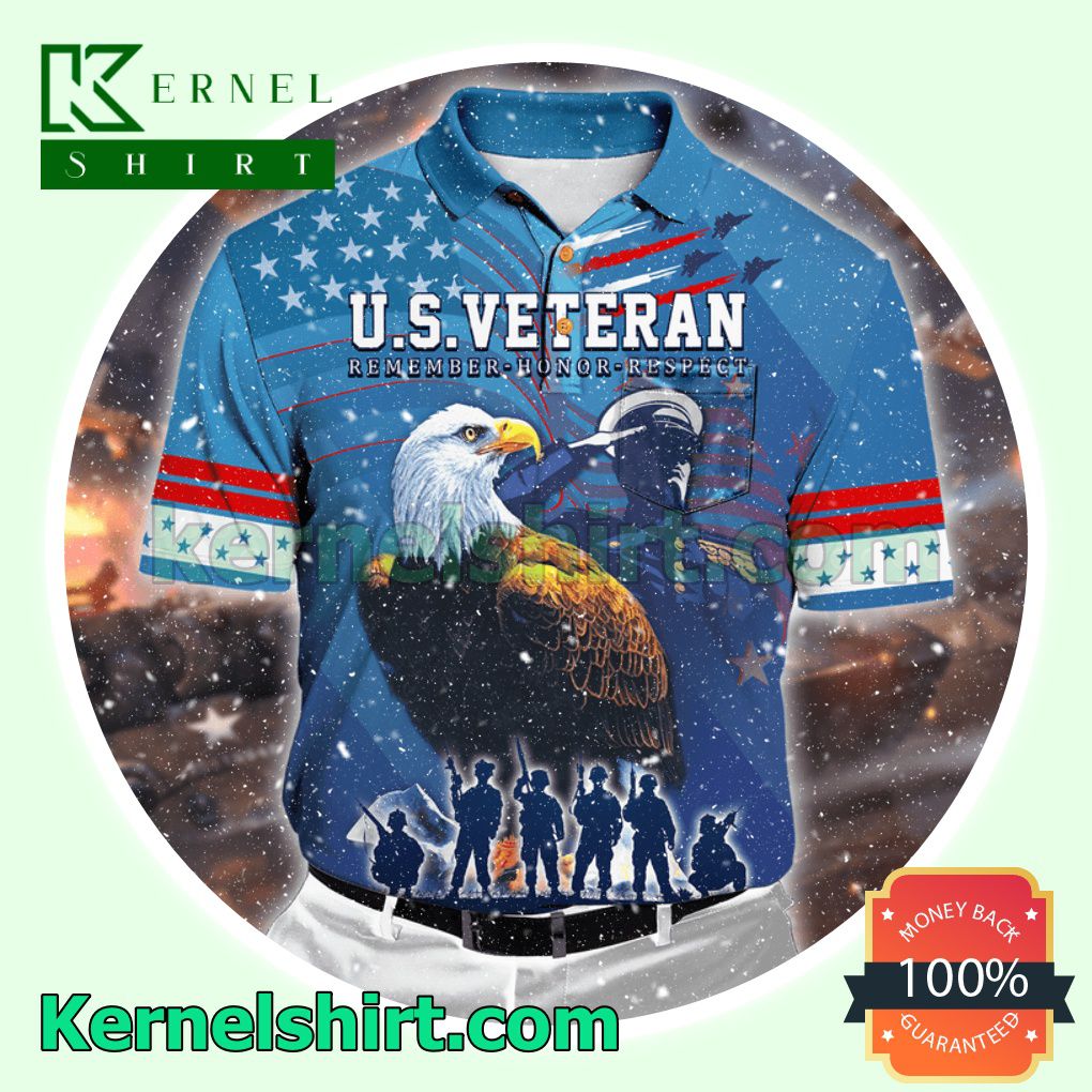 U.s.veteran Remember Honor Respect Blue Hawaiian Shirt