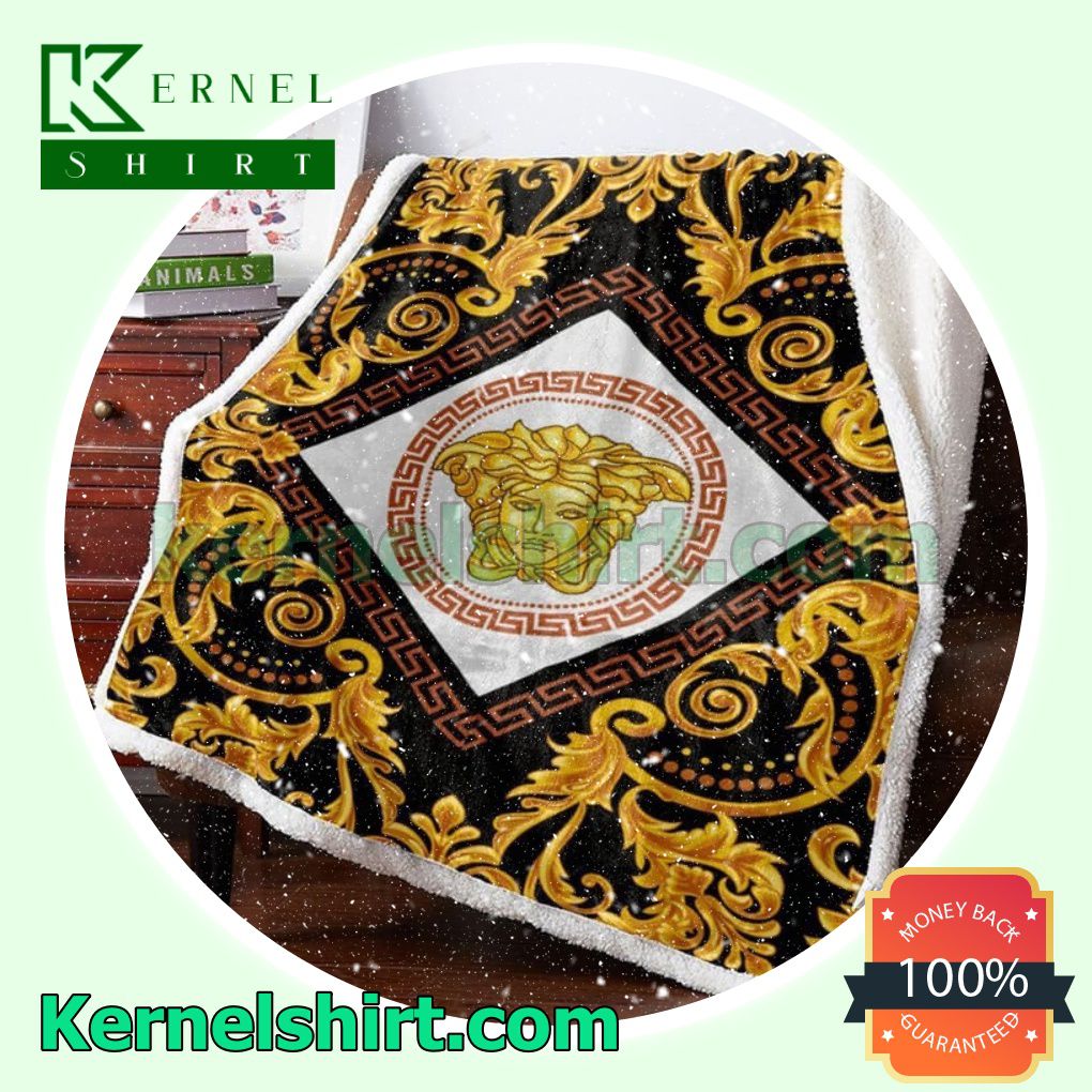 Versace Medusa Logo Baroque Pattern Soft Blanket