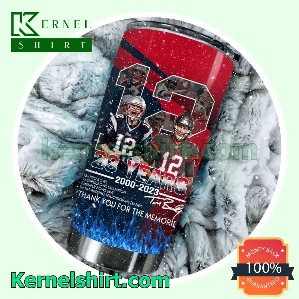 12 Tom Brady 23 Years 2000-2023 Thank You For The Memories Travel Tumbler a