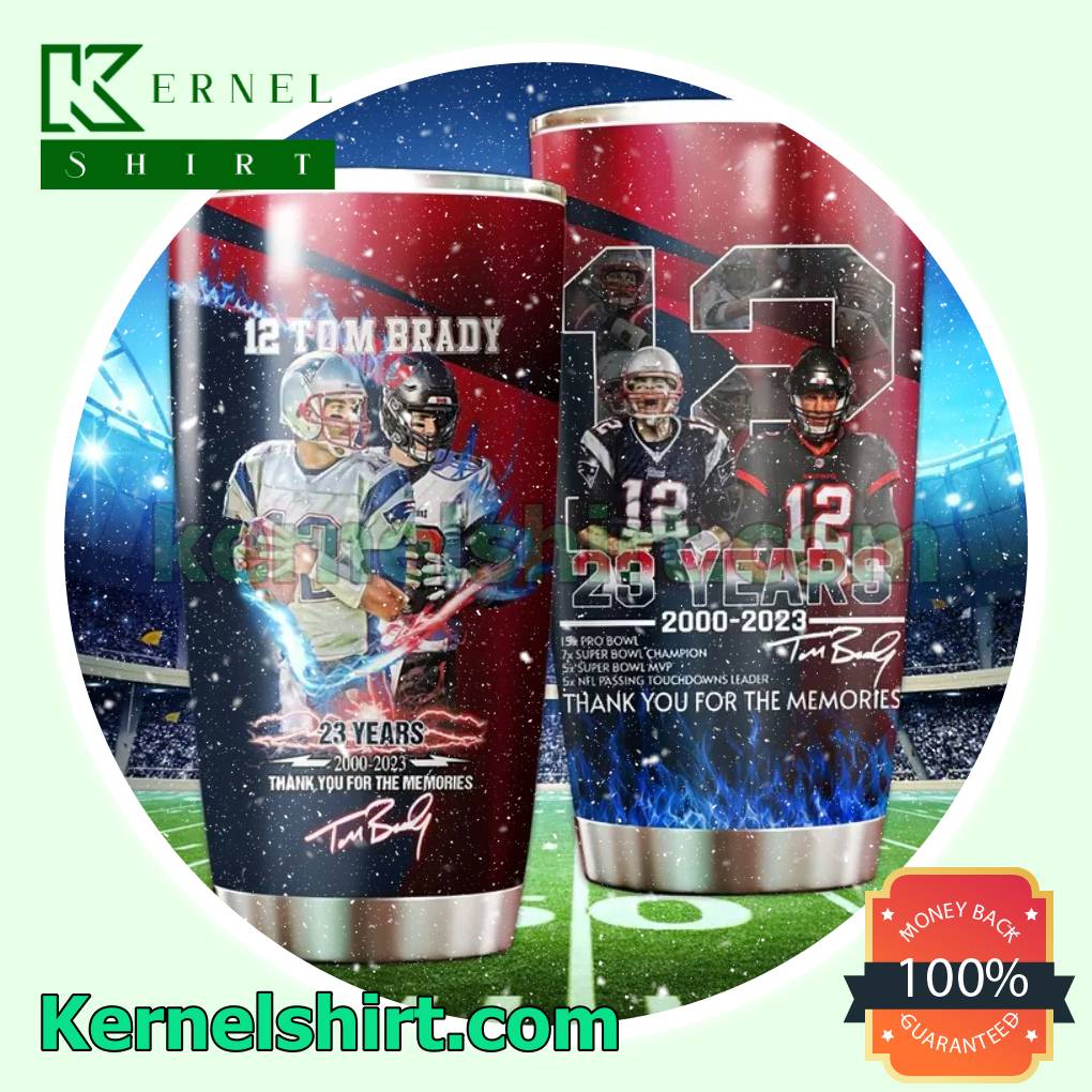 12 Tom Brady 23 Years 2000-2023 Thank You For The Memories Travel Tumbler