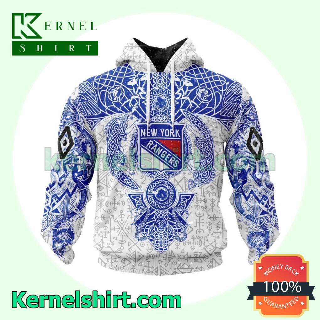 All-star New York Rangers Norse Viking Symbols Hooded Sweatshirt