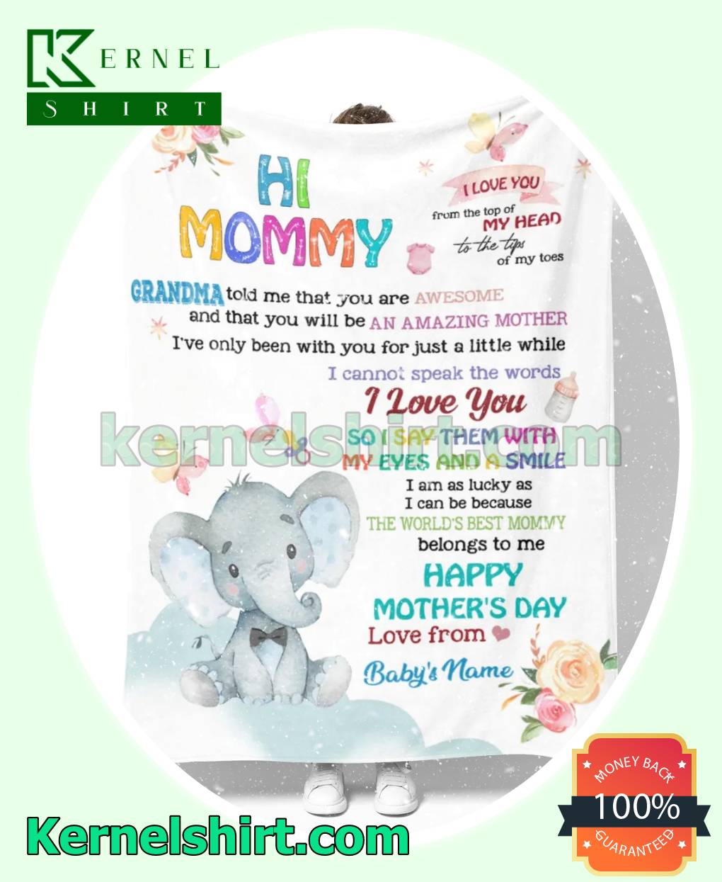 Nice Elephant Hi Mommy I Love You Custom Mother Day Warn Blanket