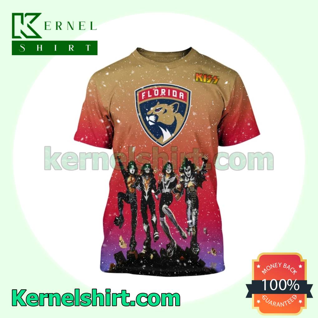 Florida Panthers And Kiss Band Hawaiian Polo Shirt