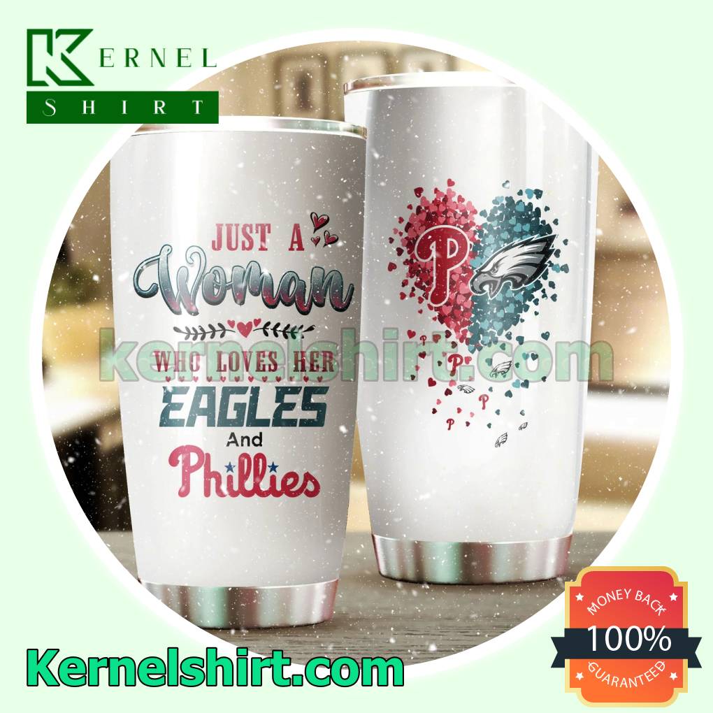 Great artwork! Just A Woman Who Loves Her Eagles And Phillies Travel Tumbler