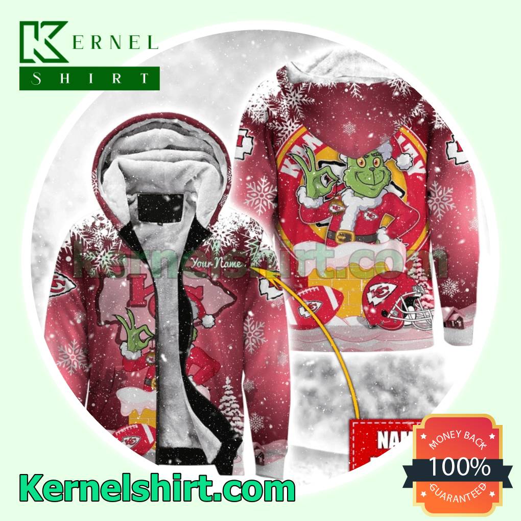 Kansas City Chief The Grinch Snow Christmas Hooded Sweatshirt