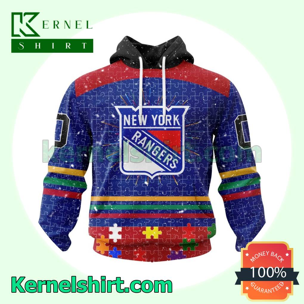 New York Rangers Autism Puzzle Hooded Sweatshirt