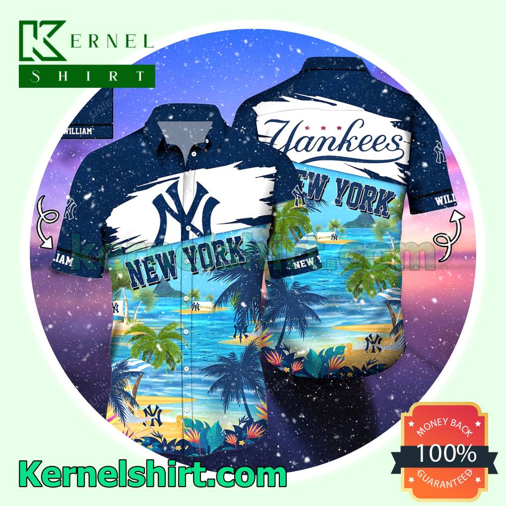 New York Yankee The Beach Personalized Short Sleeve Shirt