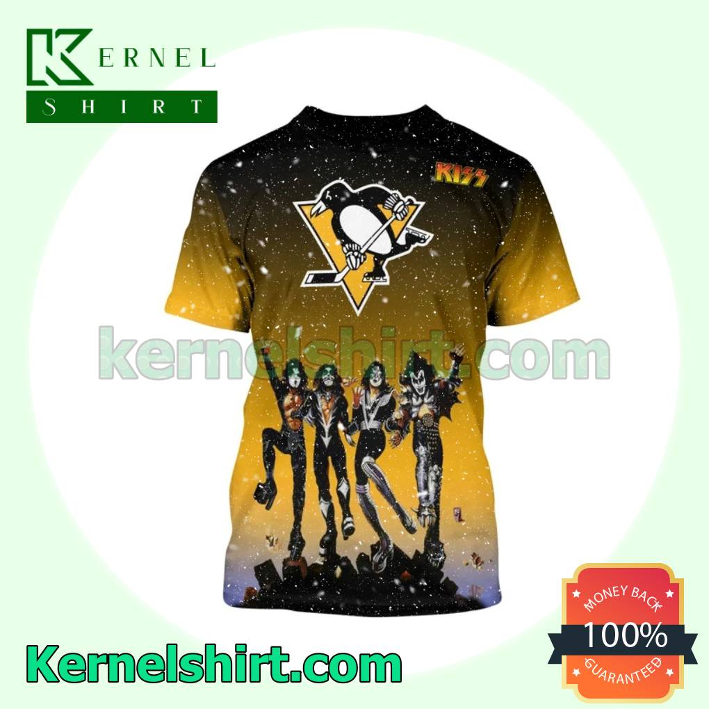 Pittsburgh Penguins And Kiss Band Hawaiian Polo Shirt