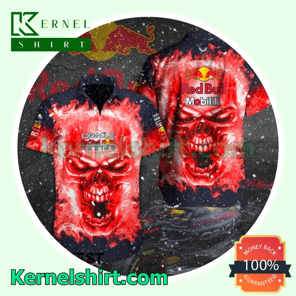 Skull Fire Red Bull Racing Short Sleeve Shirt