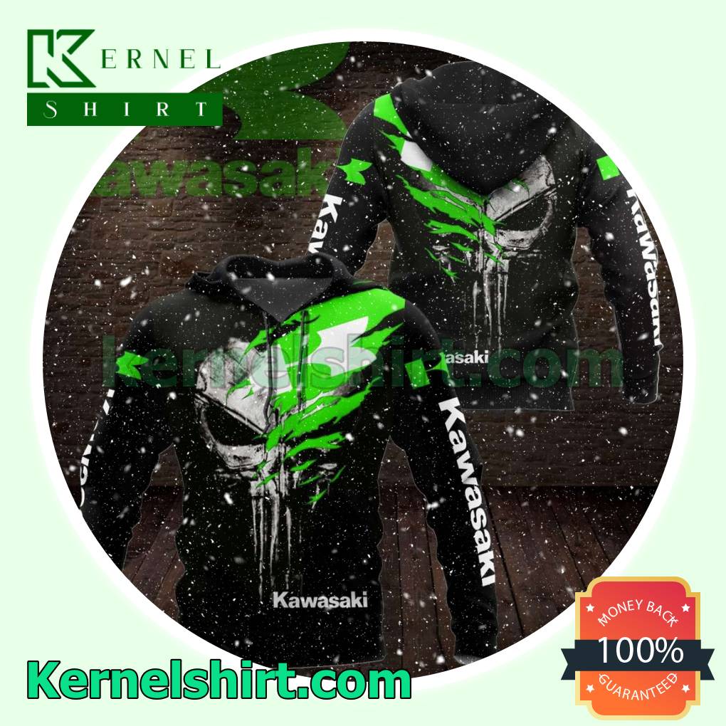 Skull Kawasaki Motorcycles Hooded Sweatshirt