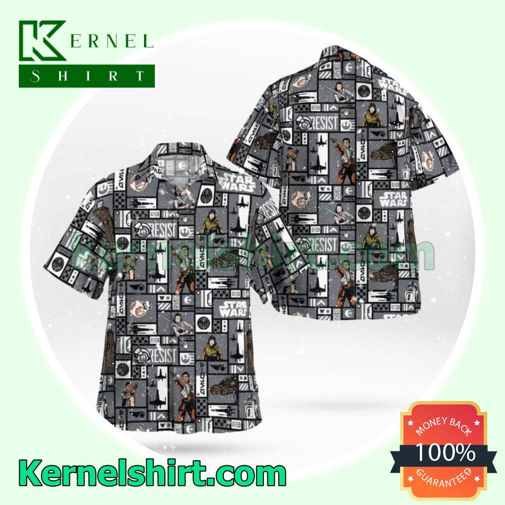 Star Wars Resist Geometric Print Men Shirt, Beach Shorts