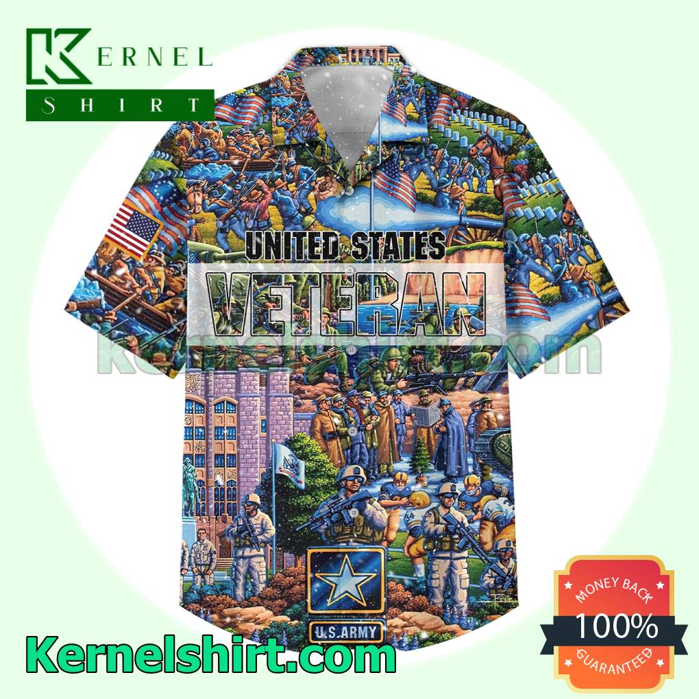 United States Veteran U.s. Army Full Print Short Sleeve Shirt