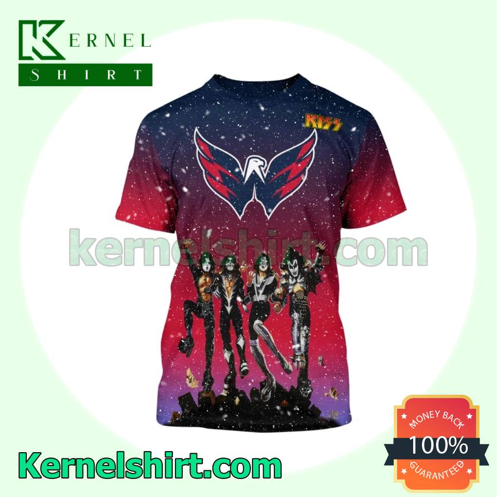 Washington Capitals And Kiss Band Hawaiian Polo Shirt