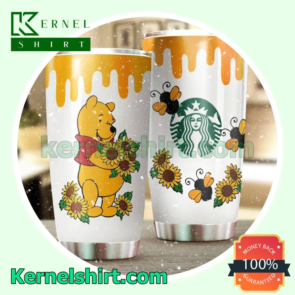 Winnie The Pooh Starbuck Sunflower Travel Tumbler