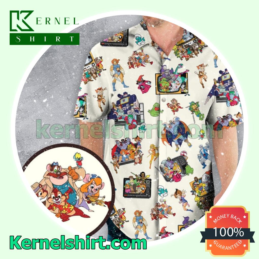 Clothing 80s Famous Cartoon Characters Pattern Short Sleeve Shirt