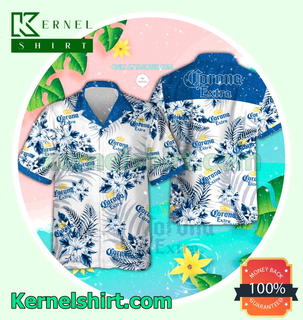 Corona Extra Summer Aloha Shirt, Beach Shorts