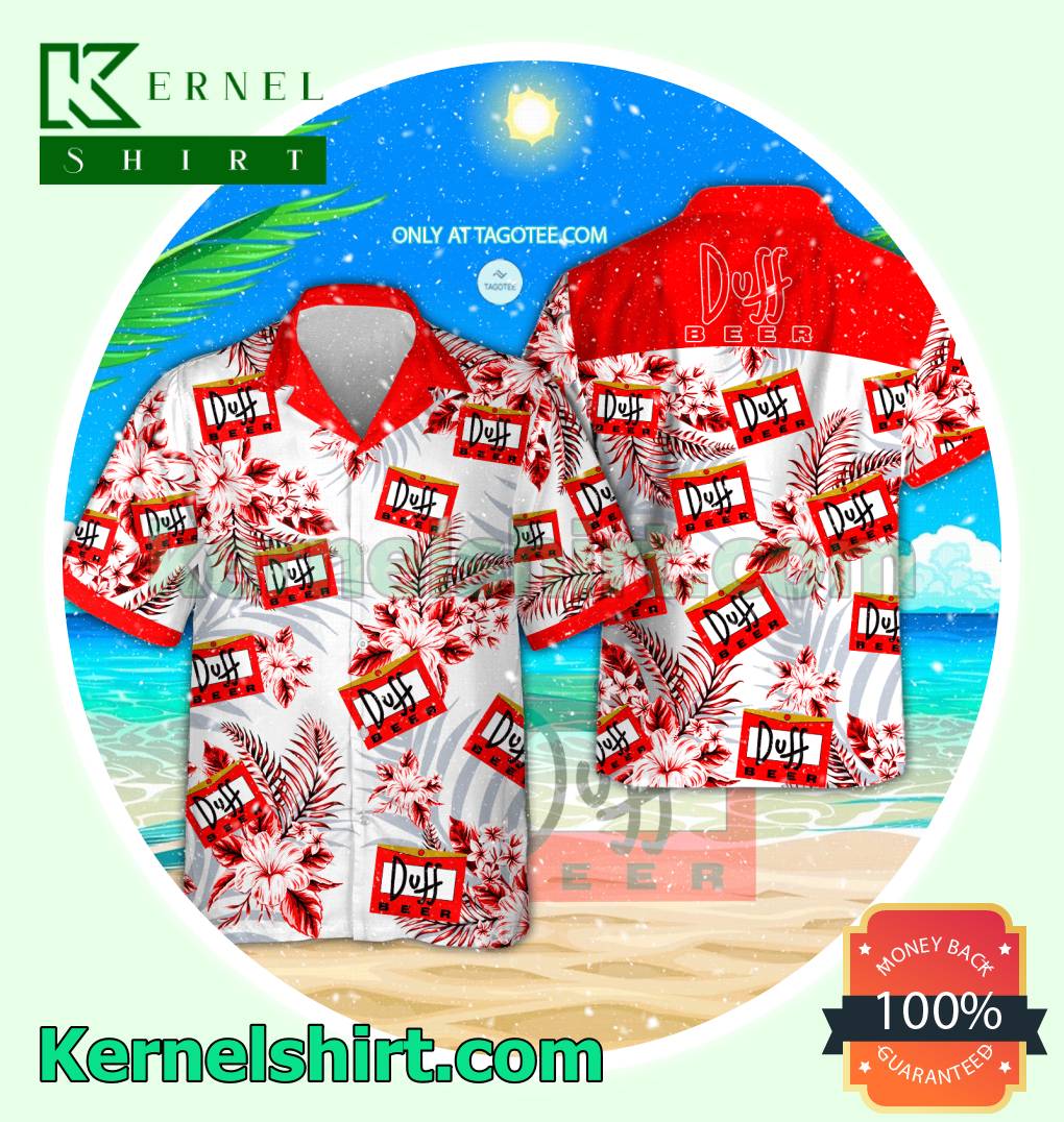 Duff Beer Summer Aloha Shirt, Beach Shorts