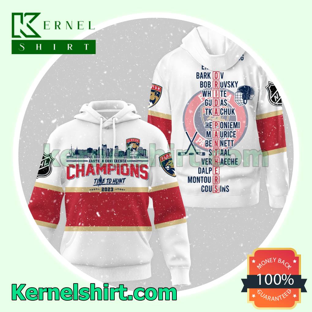 Florida Panthers Eastern Conference Champions Time To Hunt 2023 Players Name Hooded Sweatshirt a