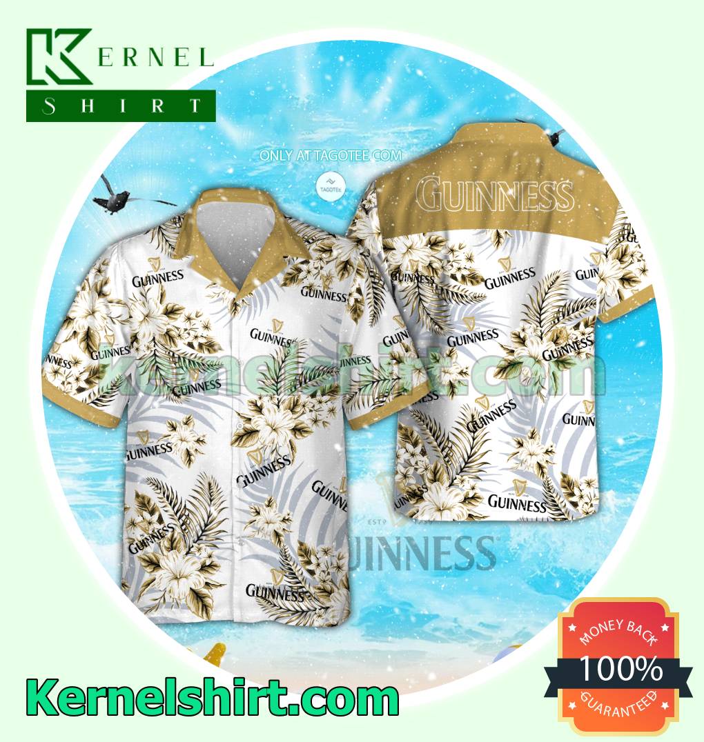 Guinness Summer Aloha Shirt, Beach Shorts